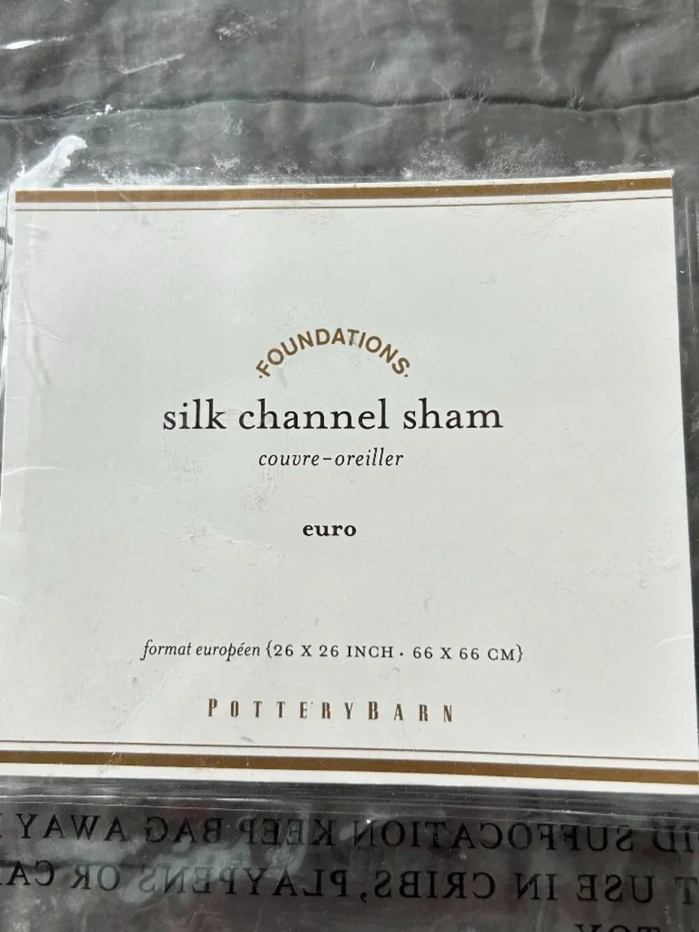 Pottery Barn Gray Mist Cotton Silk Channel Quilt & Shams (2) Euro Size 26X26